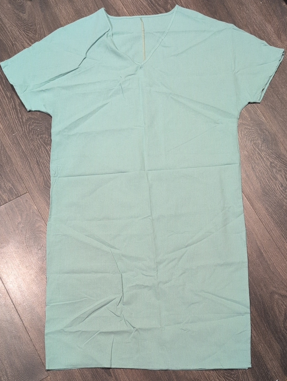 Women's Solid Mint Green V Neck Cotton Linen Short Sleeve, Size 2XL. NWOT